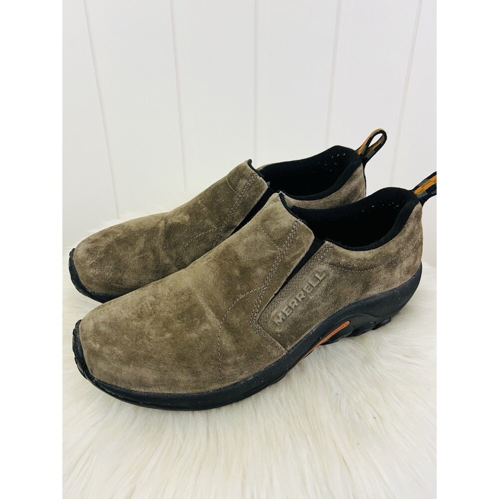 Merrell Jungle Moc Brown Suede Slip On Gunsmoke Mens Casual Shoes Size 10